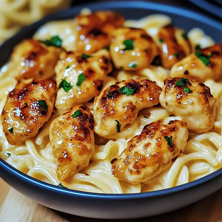 Garlic Butter Chicken Bites with Savory Creamy Parmesan Pasta