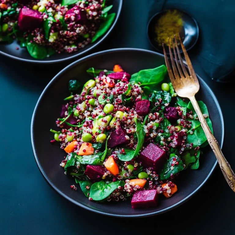 Colorful Beet Salad with Carrot, Quinoa & Spinach
