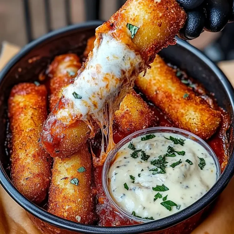 Crispy Mozzarella Sticks with Marinara Sauce & Creamy Dip