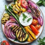 Grilled Vegetable Platter with Yogurt Mint Sauce