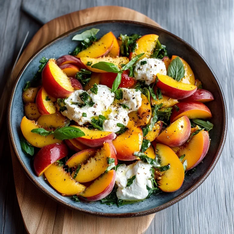 Peach Burrata Salad With Cchicken hampagne Vinaigrette
