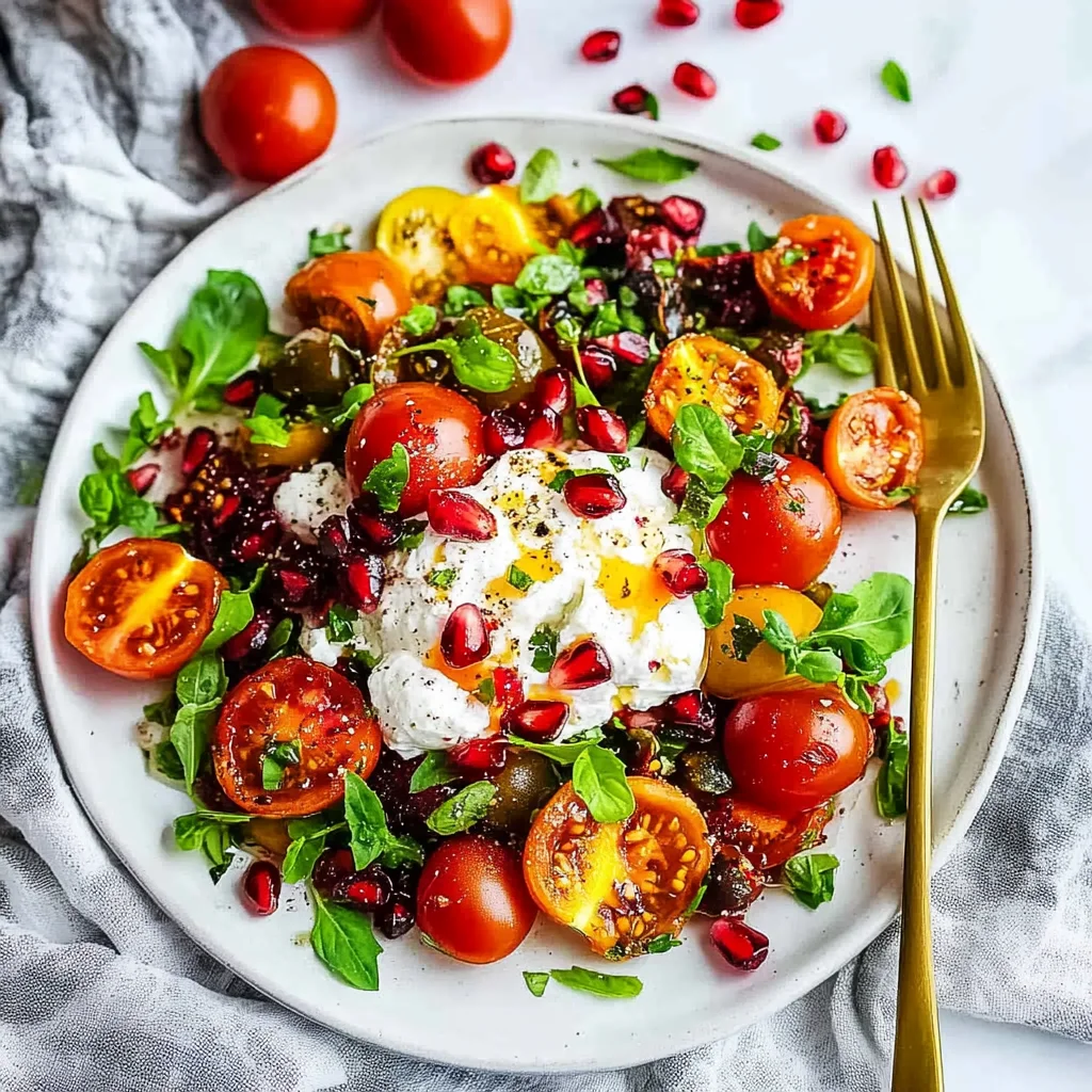 Tomato Pomegranate Burrata Salad