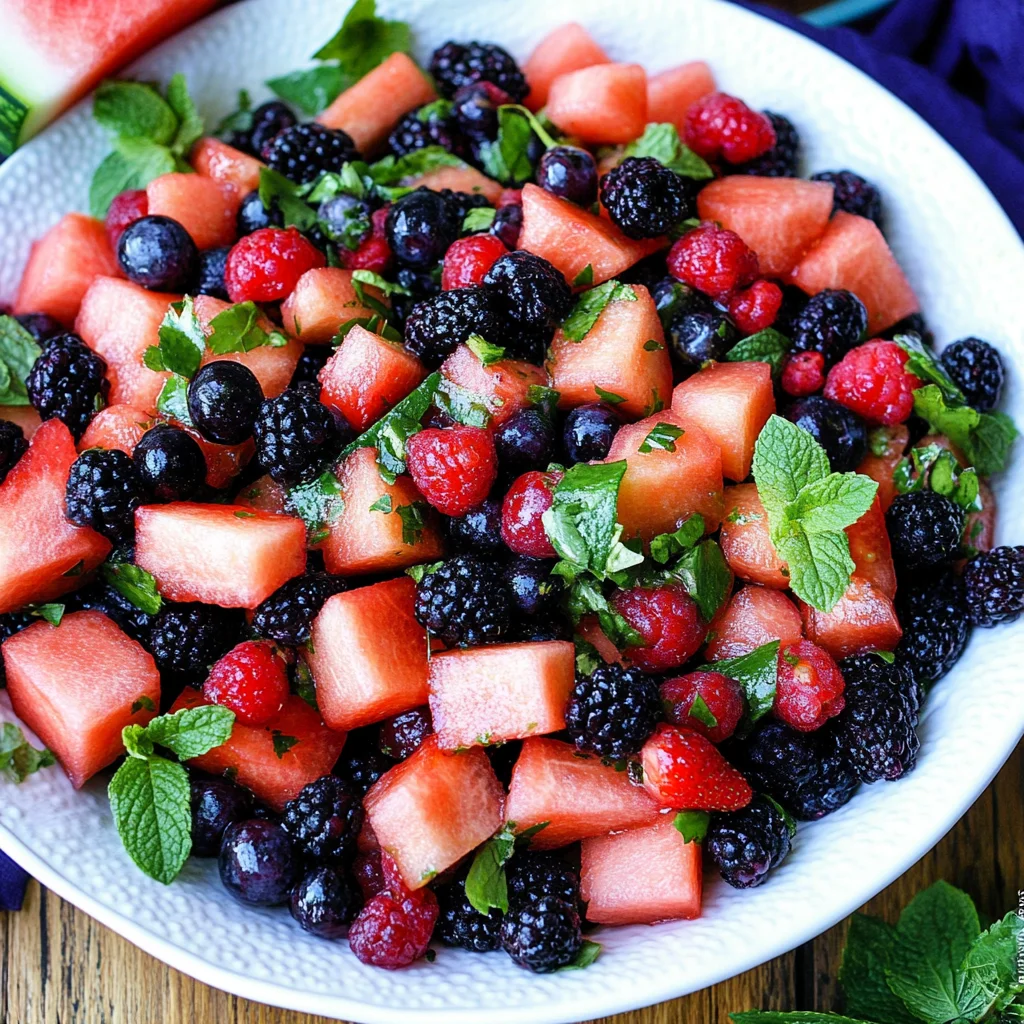 Berry Watermelon Salad With Honey Lime Dressing