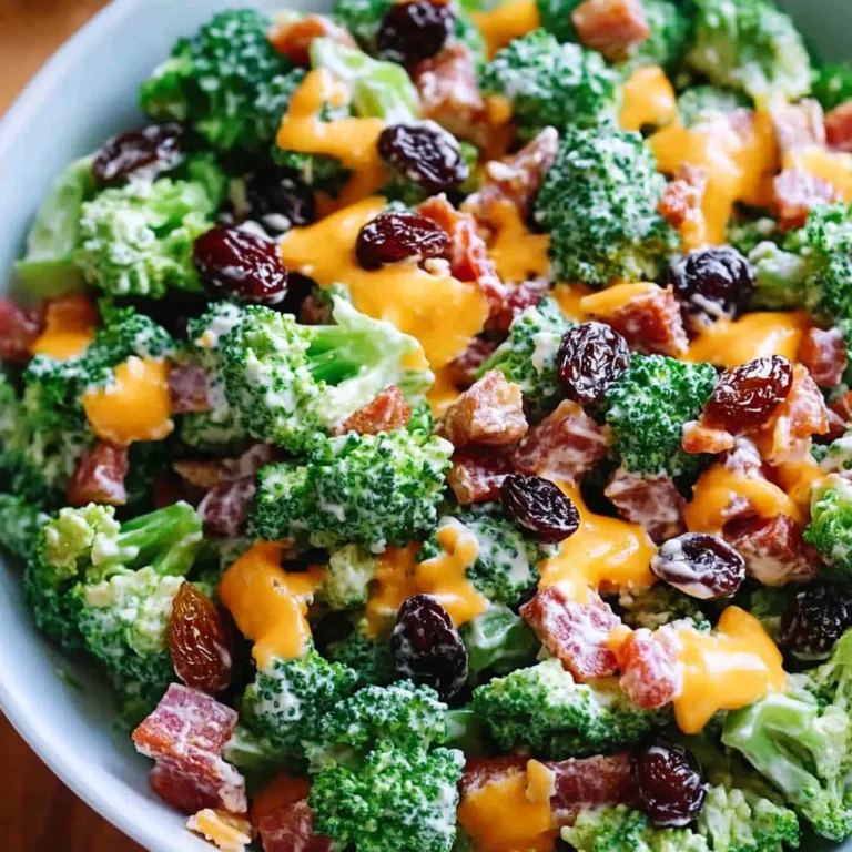 Broccoli Turkey Bacon Salad with Raisins and Cheddar Cheese