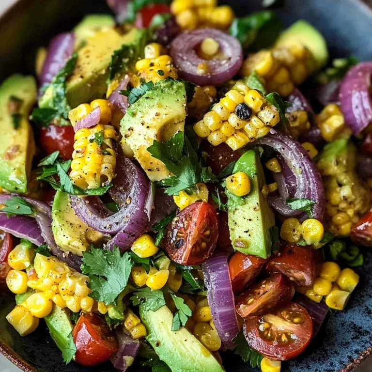 Charred Corn Avocado Salad with Roasted Red Onions