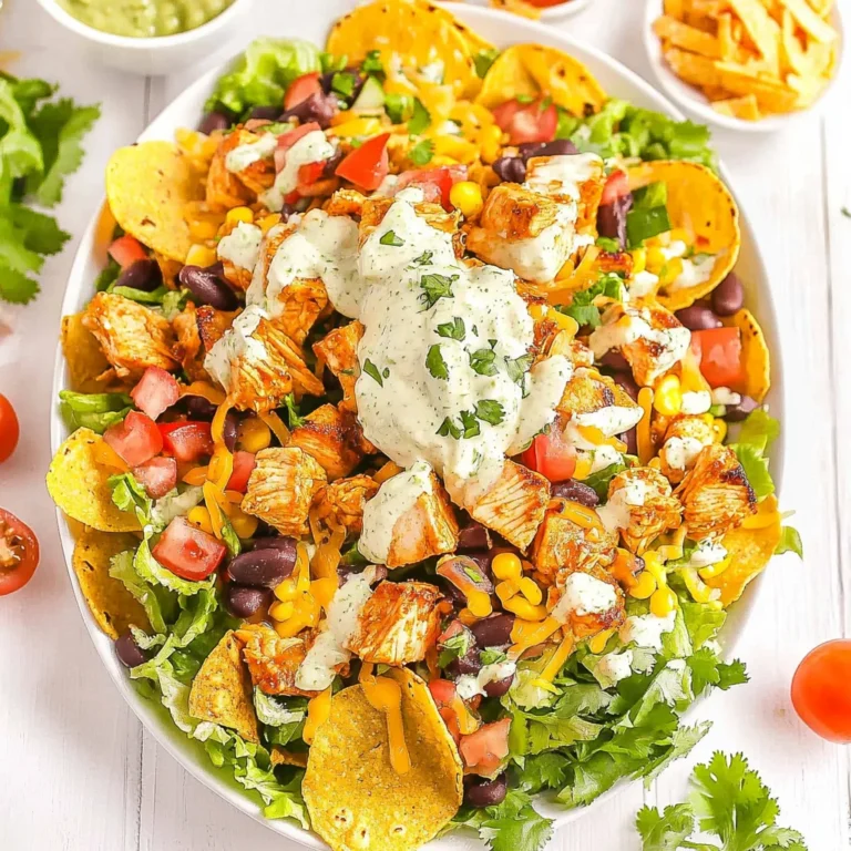 Loaded Chicken Taco Salad with Creamy Lime-Cilantro Dressing