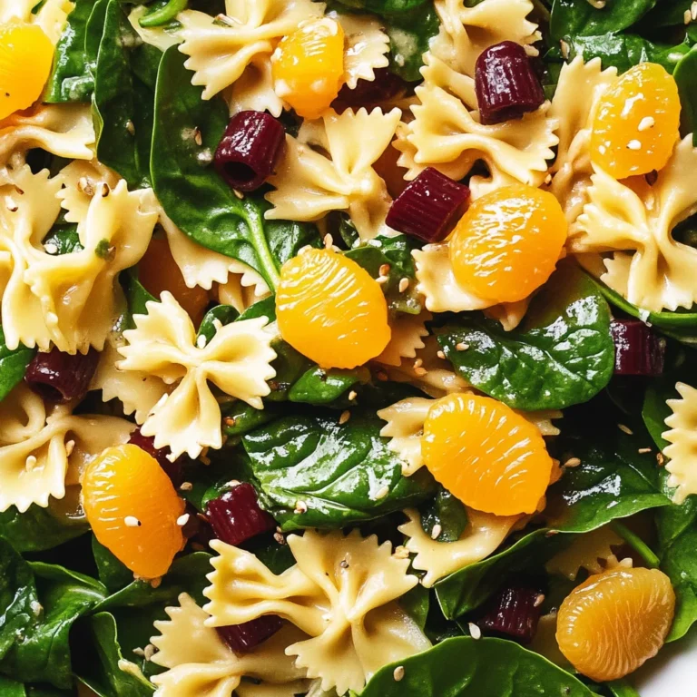Mandarin Pasta Spinach Salad with Teriyaki Dressing