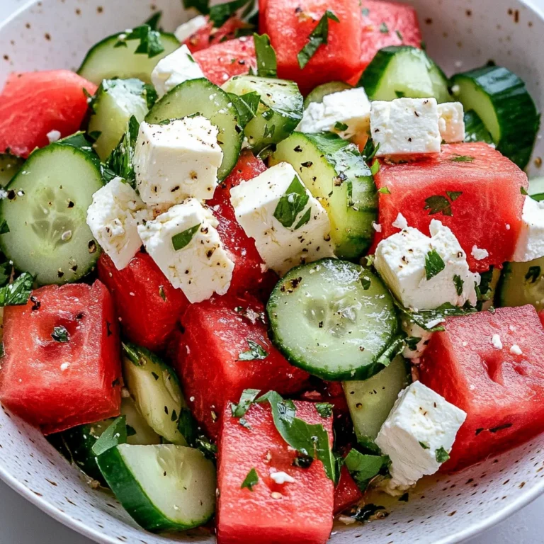 SIMPLE Watermelon + Cucumber + Feta Salad