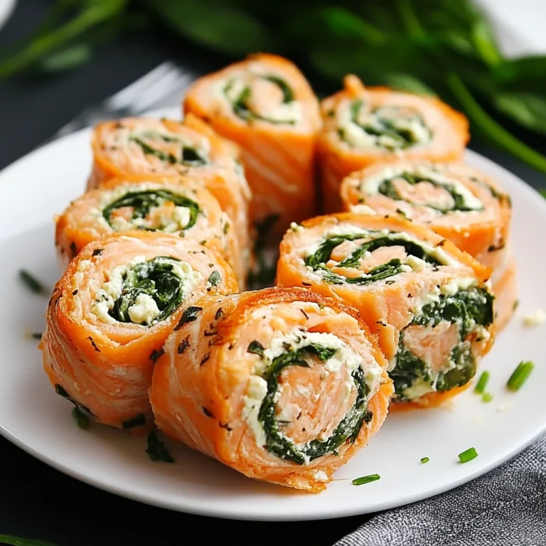 Spinach & Feta Stuffed Salmon Pinwheels
