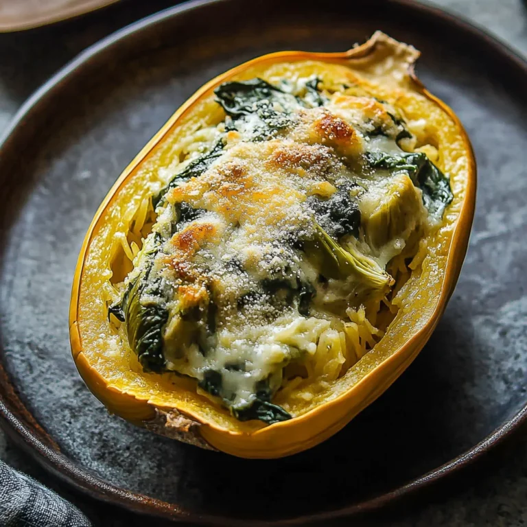 Spinach and Artichoke Stuffed Spaghetti Squash