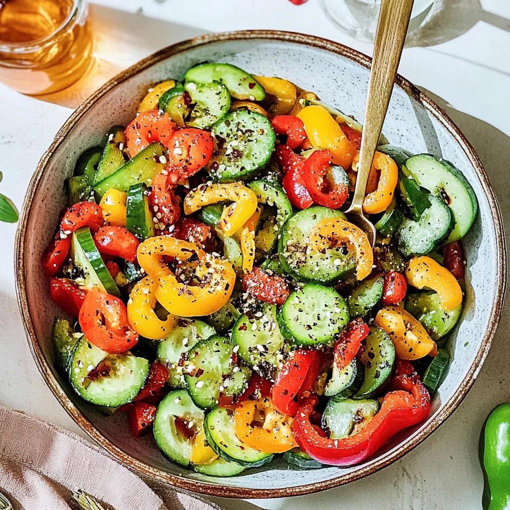 Viral TikTok Cucumber & Bell Pepper Salad