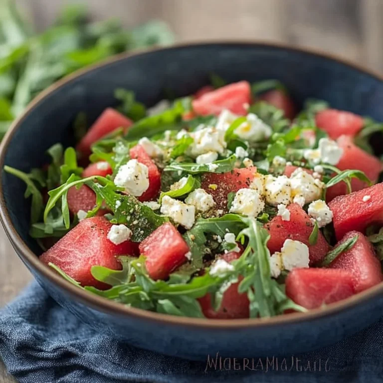 Watermelon Salad with Arugula, Feta, & Fresh Herbs