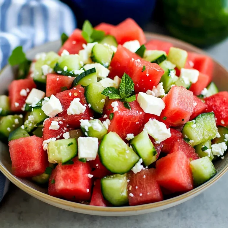 Watermelon Salad with Feta and Cucumber