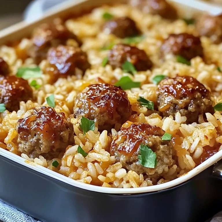 Honey Garlic Meatball Rice Bake
