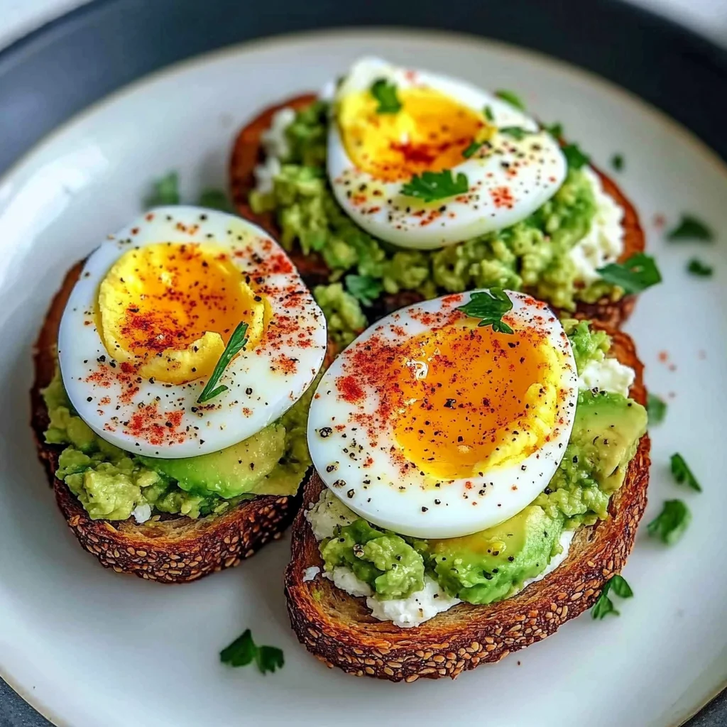 Avocado Cottage Toasts with Soft-Boiled Eggs & Paprika