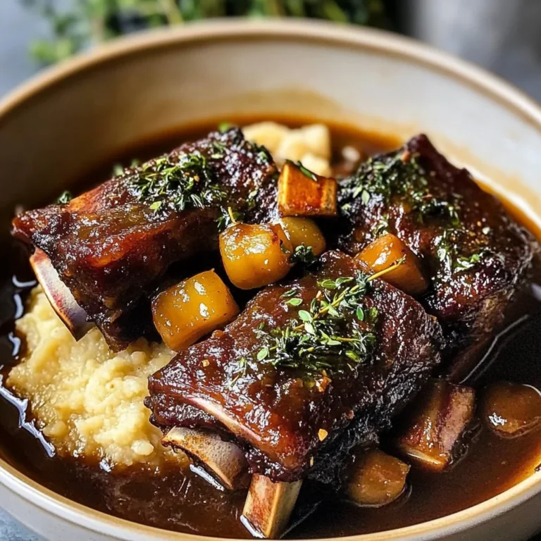 Braised Short Ribs & Lamb Shanks in Red Wine Herb Sauce