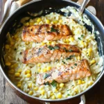 Creamed Corn Orzo with Salmon
