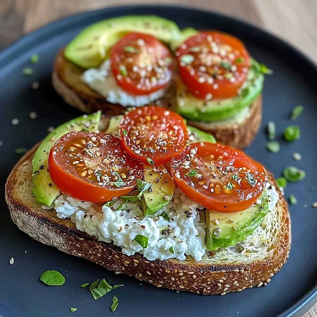 Creamy Tomato & Avocado Toast with Cottage Cheese