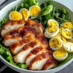 Crispy Chicken & Egg Salad Bowl with Fresh Banana & Greens