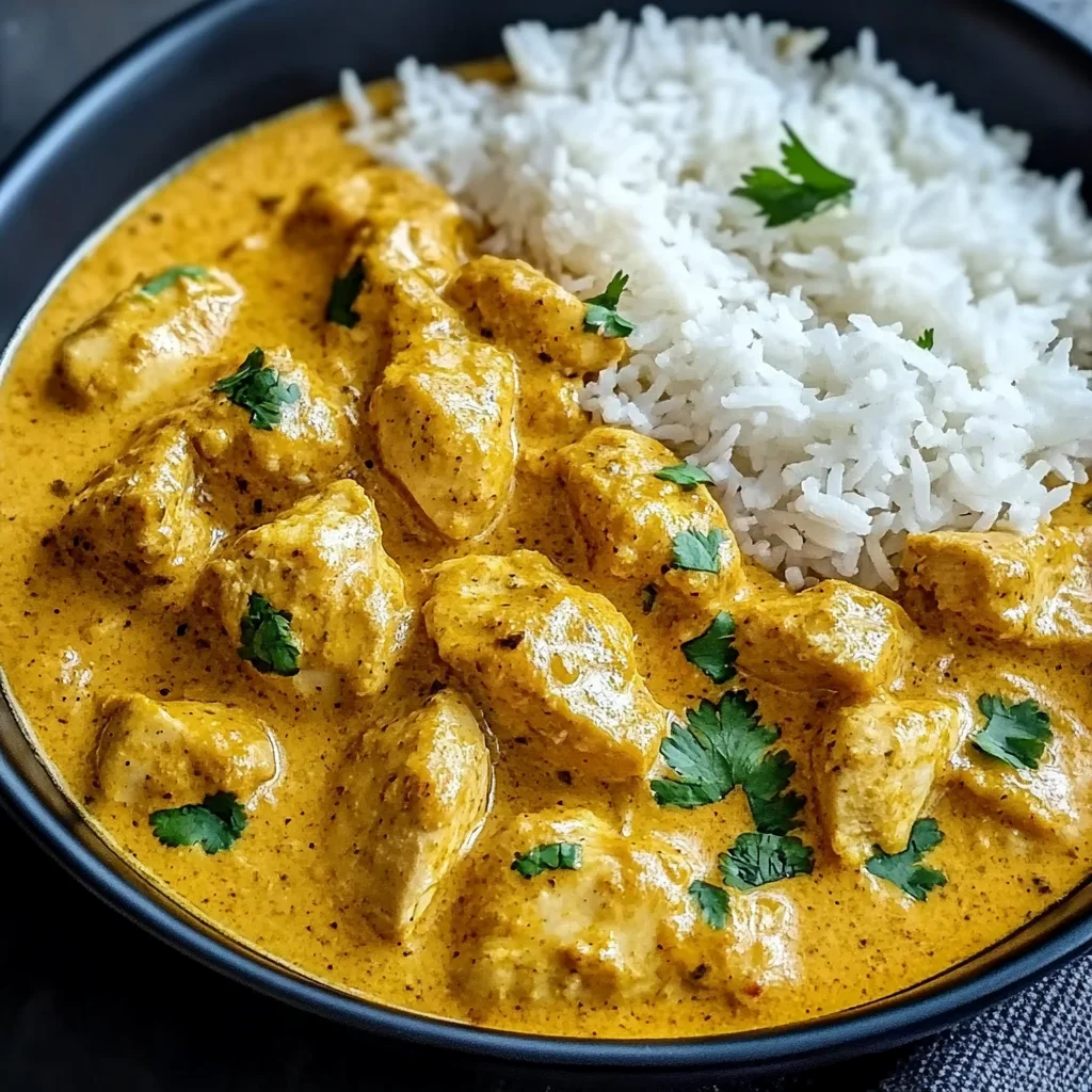 Easy Homemade Chicken Korma with Flatbread or Rice