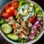 Greek Chicken Salad Bowl with Tzatziki & Feta