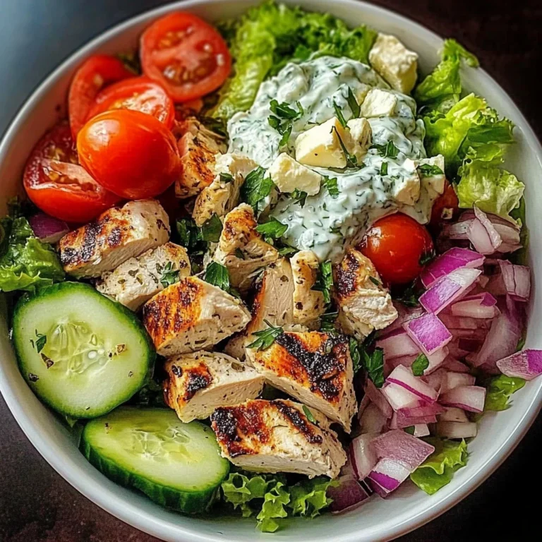 Greek Chicken Salad Bowl with Tzatziki & Feta