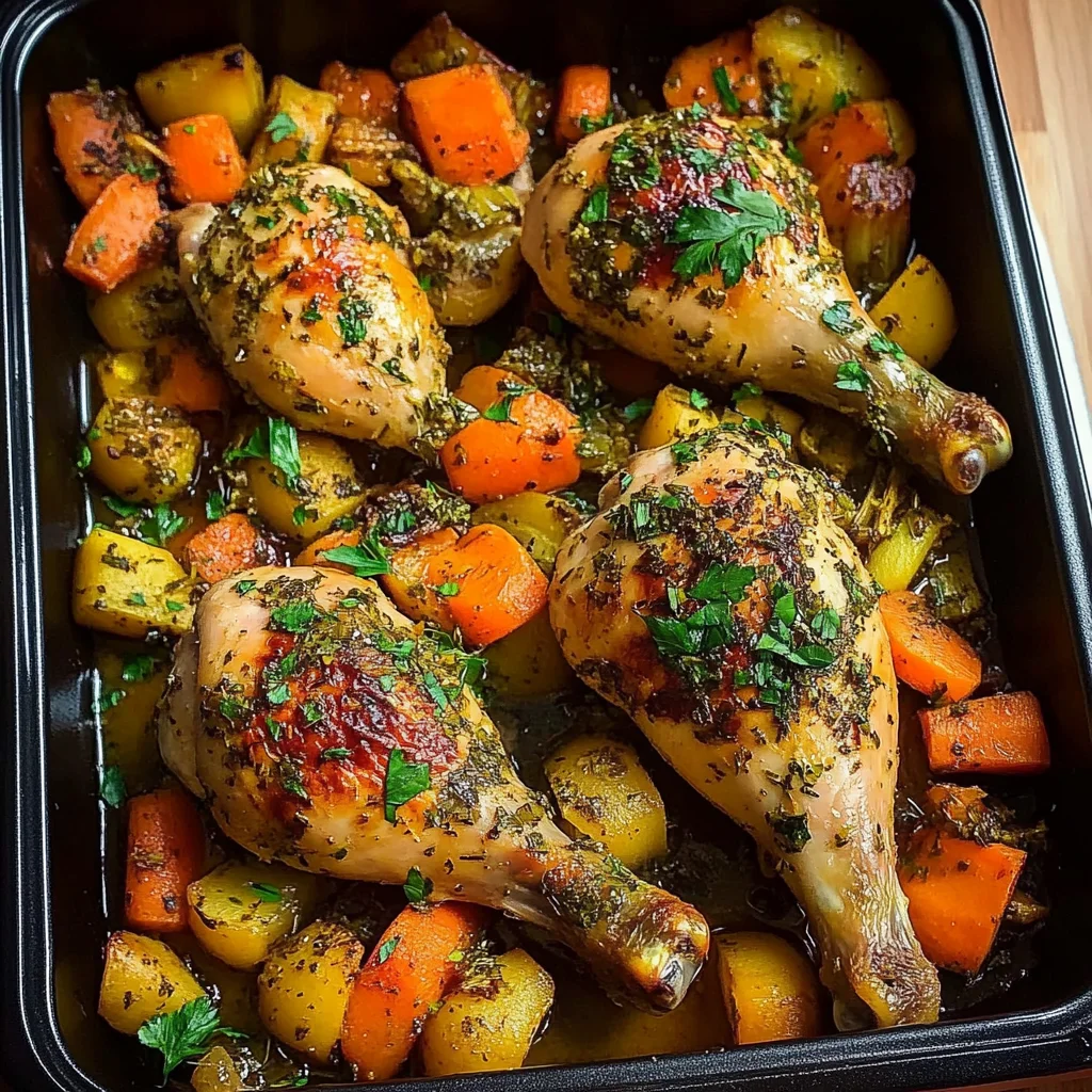 Herb Roasted Chicken Drumsticks with Veggies