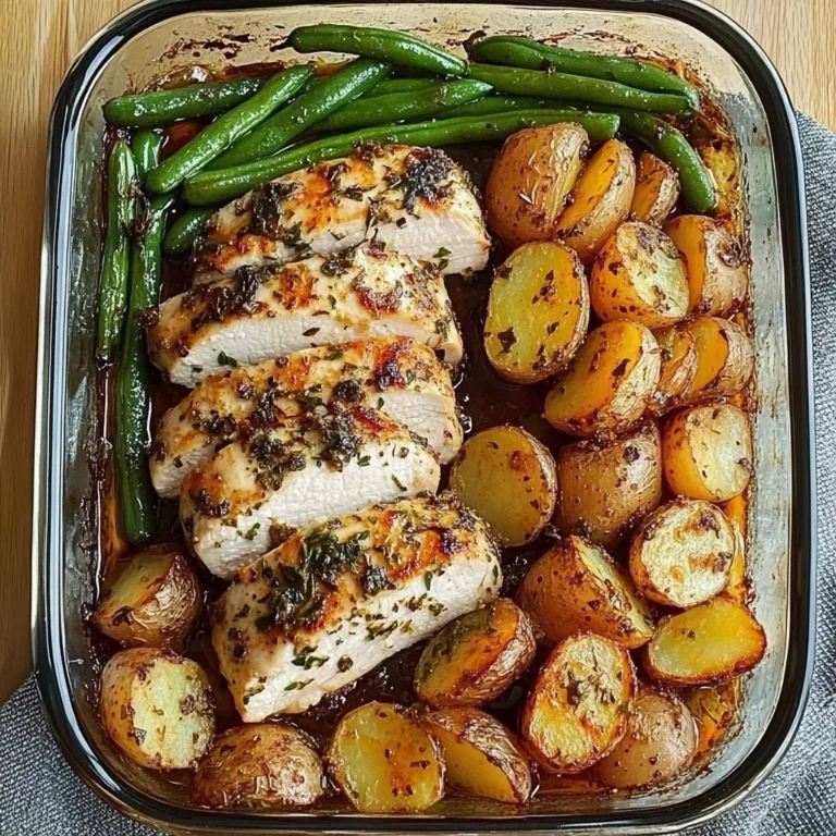 One-Pan Garlic Herb Chicken with Crispy Potatoes & Green Beans