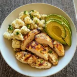 Pan-Seared Chicken with Steamed Cauliflower & Avocado Bowl