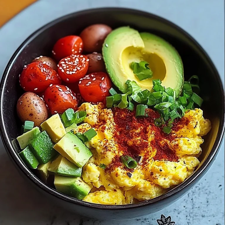 Savory Breakfast Bowl with Scrambled Eggs, Avocado & Baby Potatoes