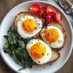 Savory Breakfast Plate with Soft Eggs, Toast & Greens
