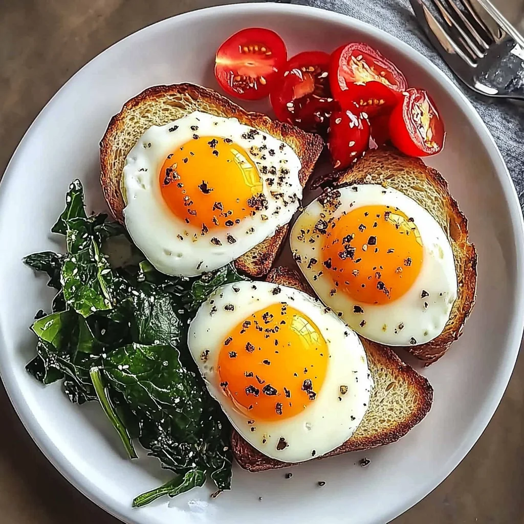 Savory Breakfast Plate with Soft Eggs, Toast & Greens