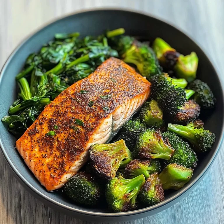 Spiced Salmon Bowl with Roasted Brussels, Sautéed Greens & Steamed Broccoli