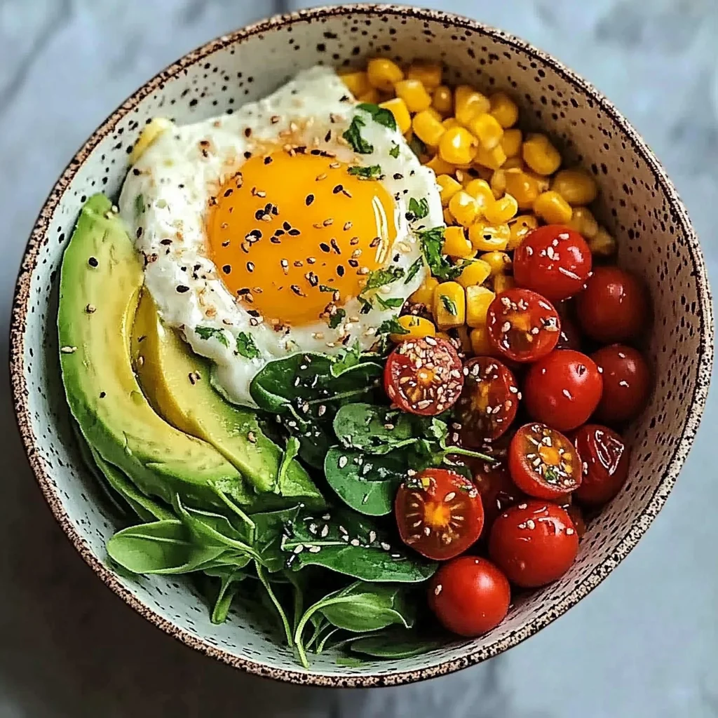 Sunny Avocado Breakfast Bowl with Corn & Cherry Tomatoes