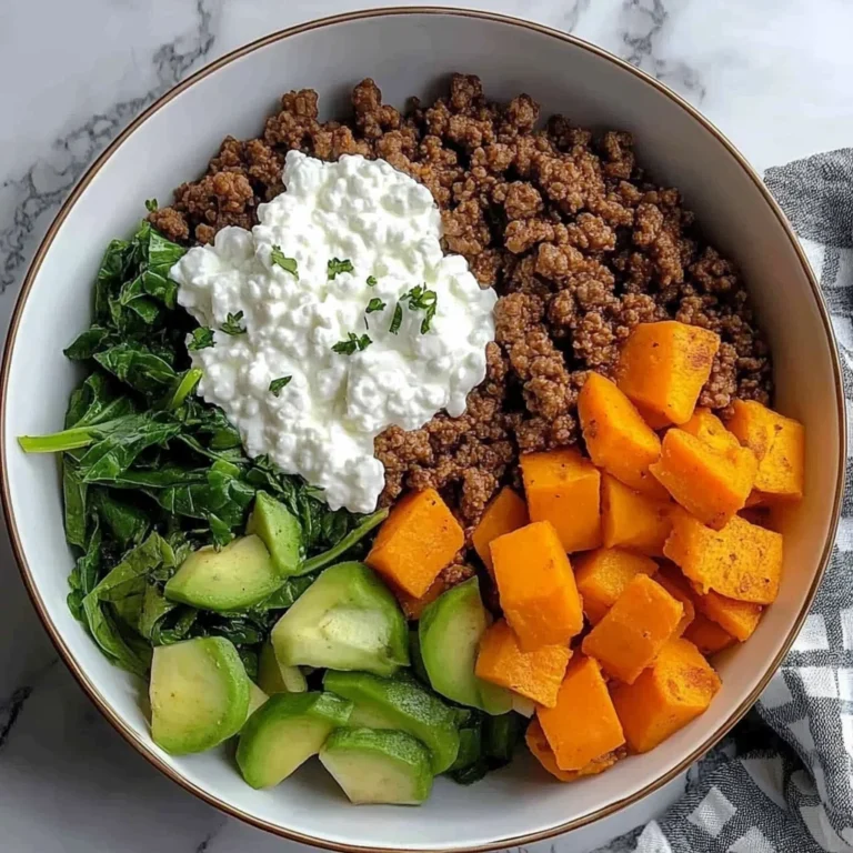 Sweet Potato & Ground Beef Protein Bowl with Cottage Cheese