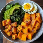 Avocado Power Plate with Jammy Eggs, Spinach & Sweet Potatoes