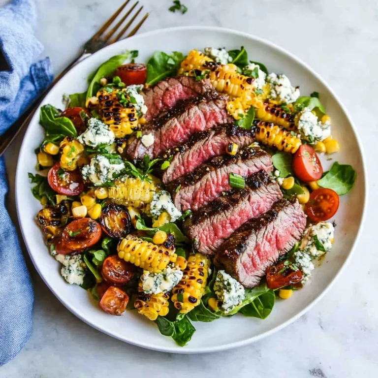 Balsamic Steak Gorgonzola Salad with Grilled Corn