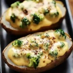 Cheesy Baked Potatoes with Broccoli Cheese Sauce