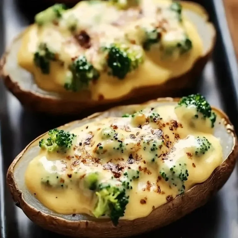 Cheesy Baked Potatoes with Broccoli Cheese Sauce