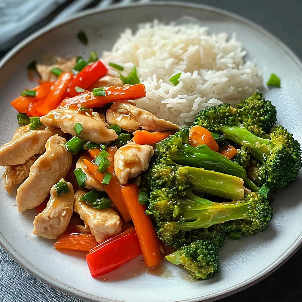Chicken Stir-Fry with Steamed Broccoli & Fluffy Rice
