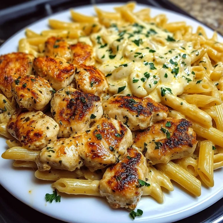 Creamy Garlic Butter Chicken with Cheesy Penne and Parmesan Sauce