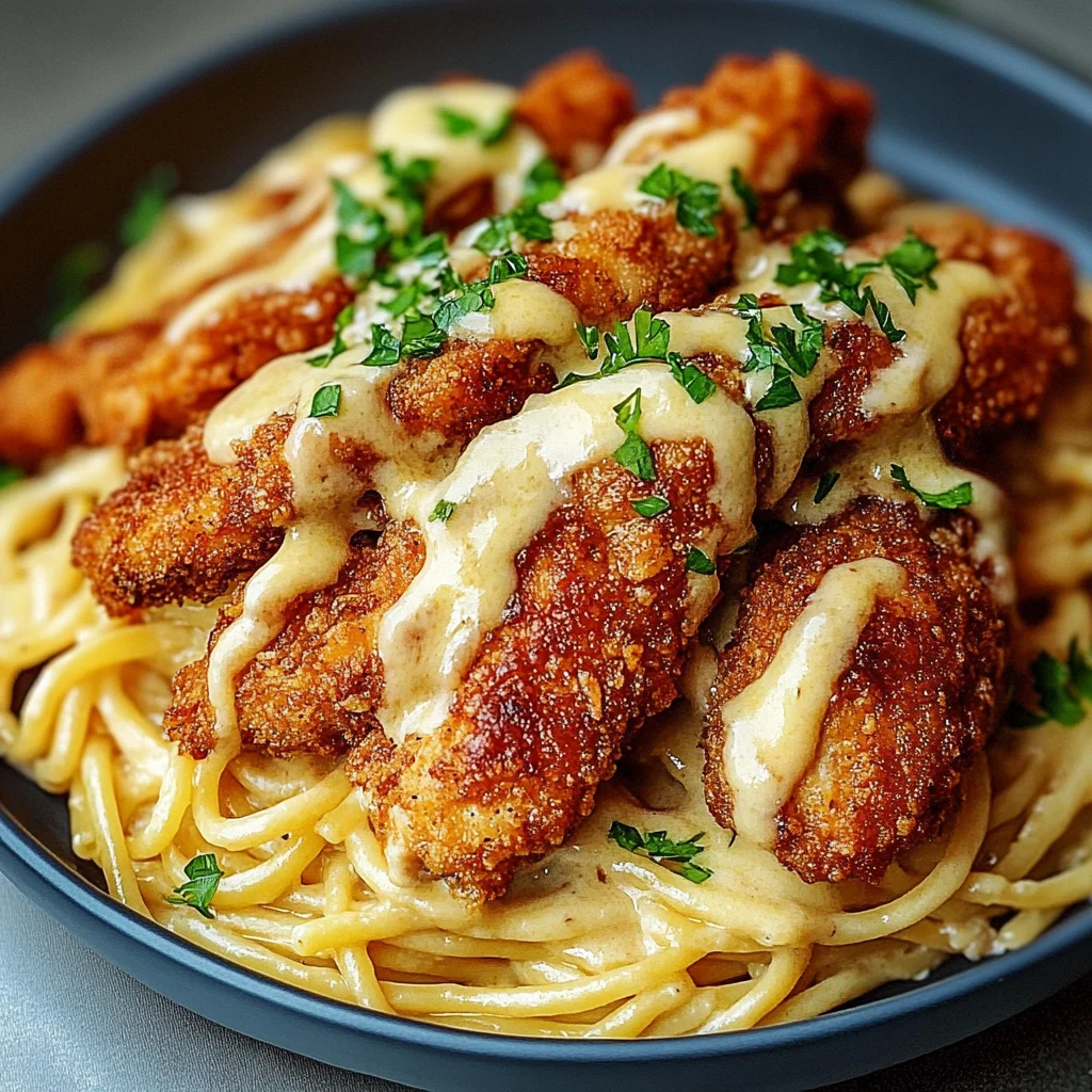 Crispy Chicken with Creamy Pasta