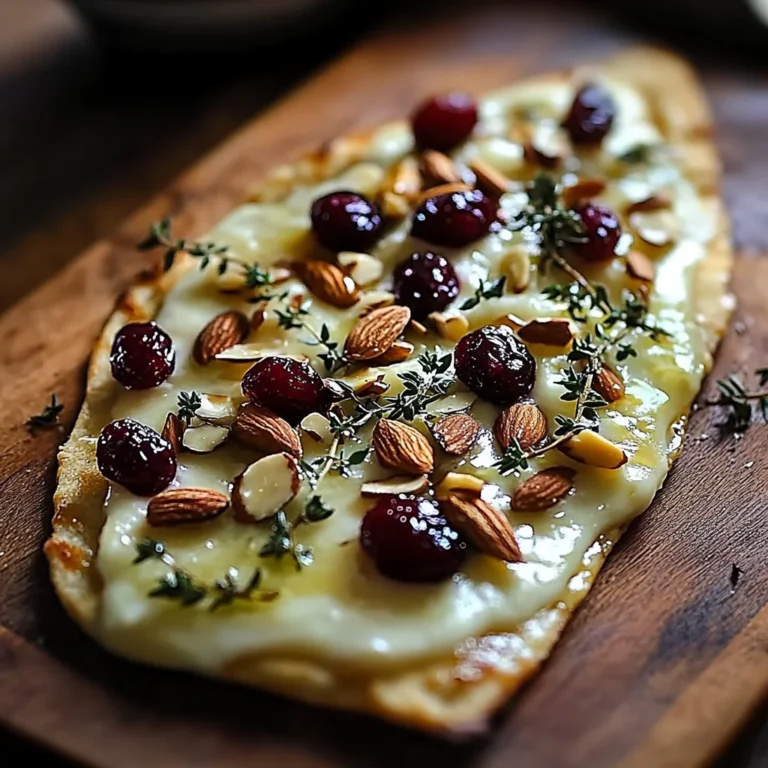 Crispy Flatbread with Brie, Cranberries & Toasted Almonds