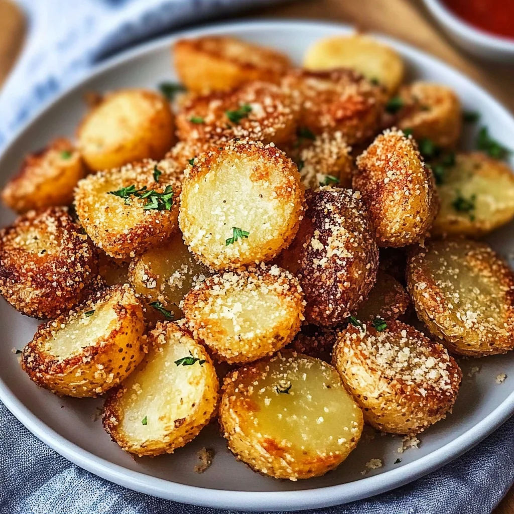 Crispy Garlic Parmesan Crusted Potatoes