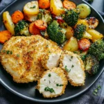 Crispy Parmesan Crusted Chicken with Roasted Veggies