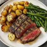 Garlic Herb Steak with Crispy Potatoes & Green Beans