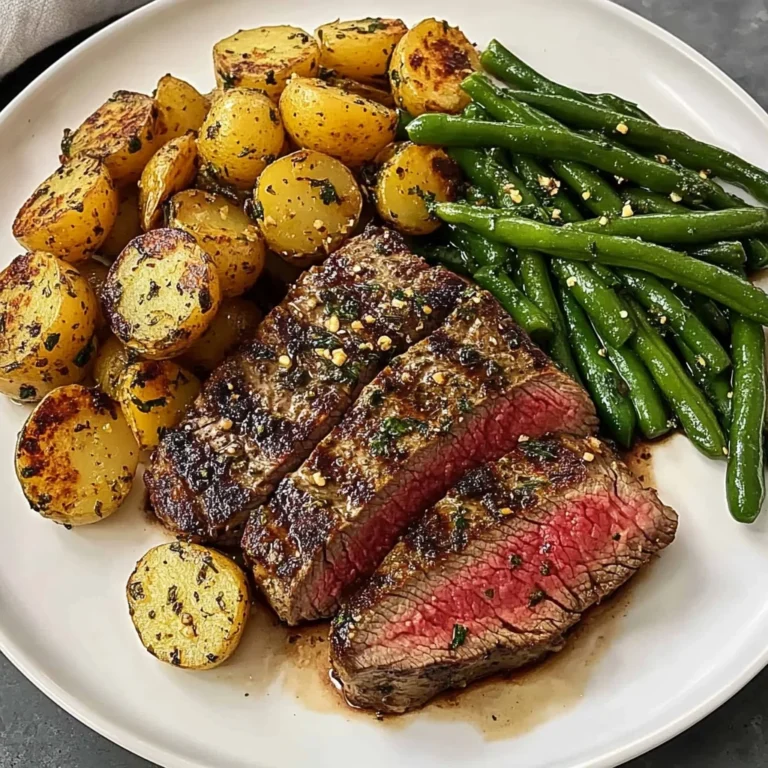 Garlic Herb Steak with Crispy Potatoes & Green Beans