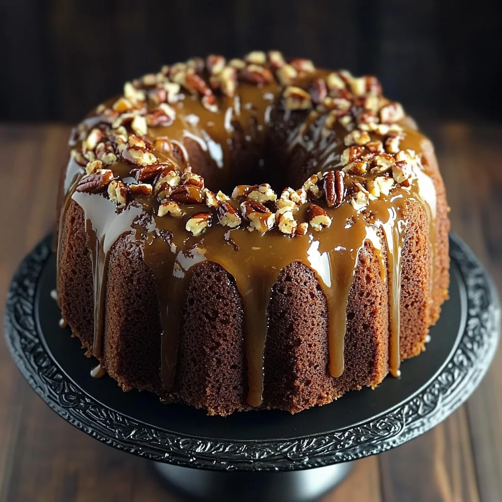 German Chocolate Bundt Cake with Caramel Pecan Topping