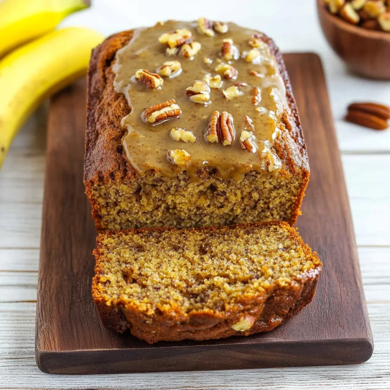 Greek Yogurt Banana Bread With Brown Sugar Pecan Glaze