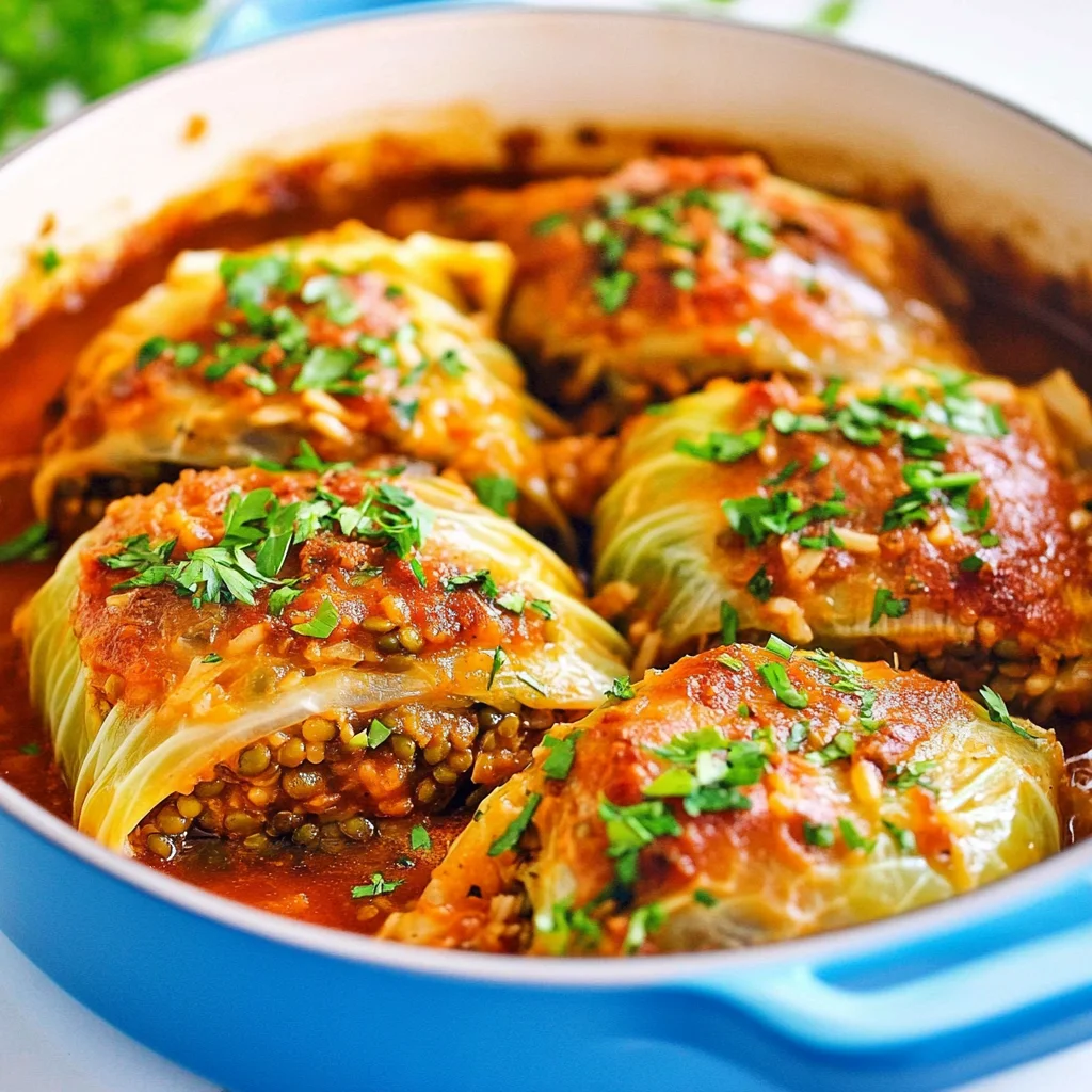 Lentil and Rice Stuffed Cabbage Rolls